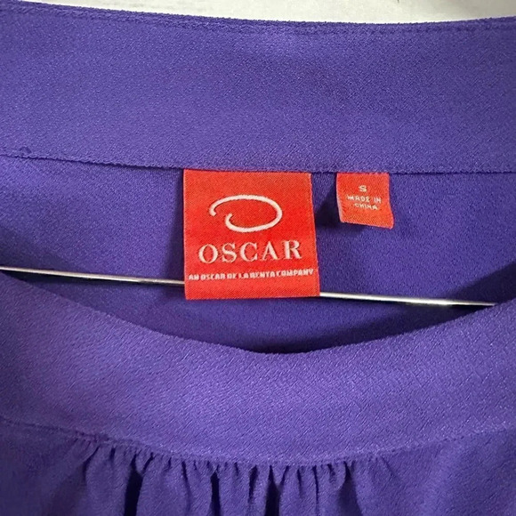 Oscar De La Renta Ruffled Bell Sleeve Purple Blouse - Picture 6 of 7